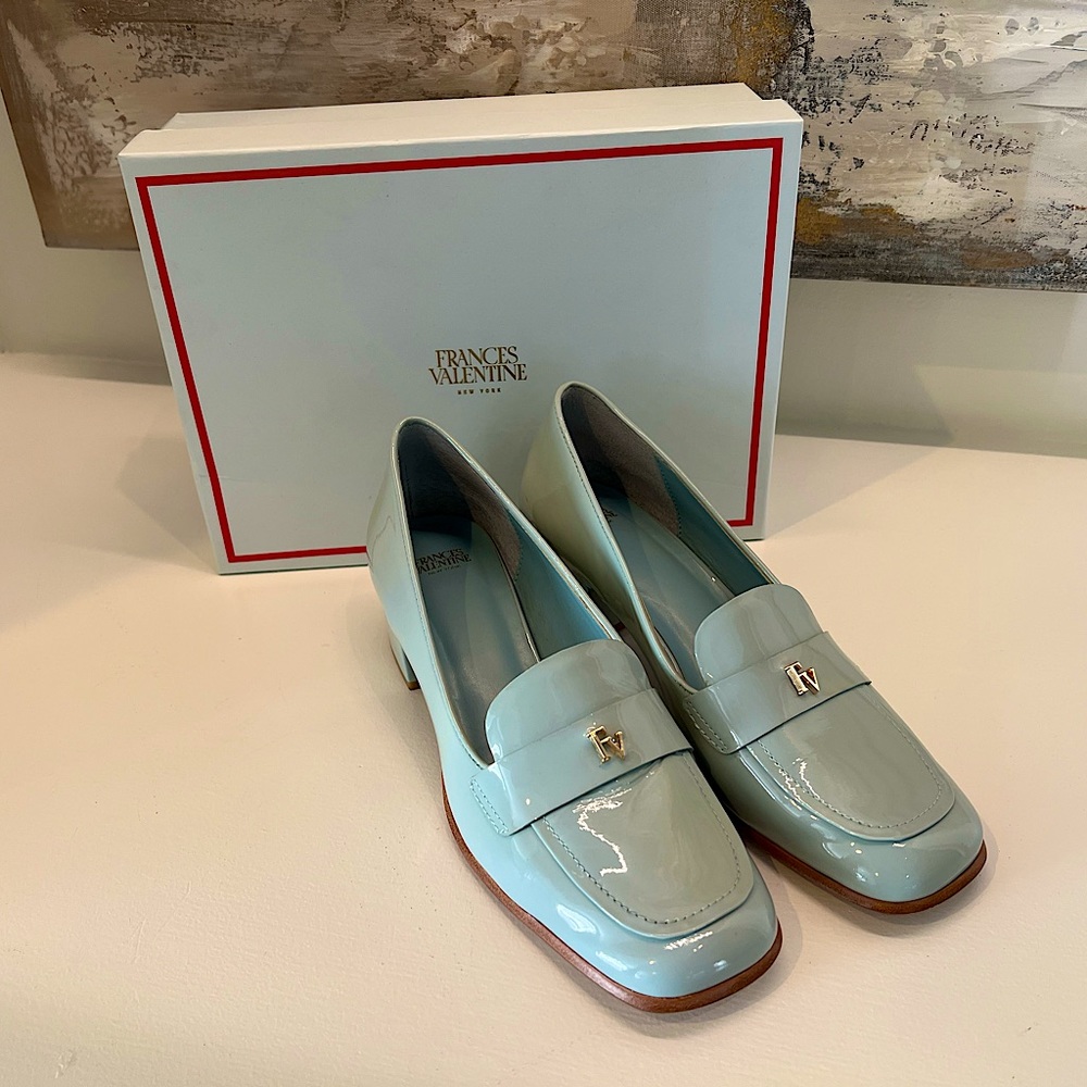 Frances Valentine Mint Patent Leather Loafers